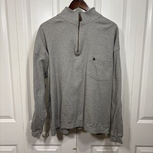 Knights of Round Table Sweater Mens 1X Gray 1/4 Zip Pocket Grandpa Core Vtg